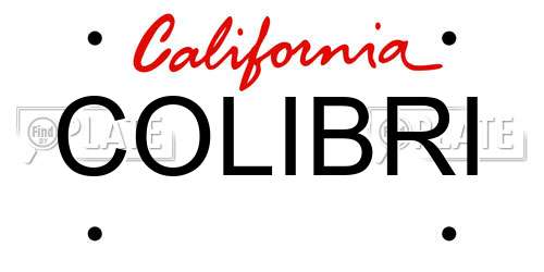 COLIBRI California License Plate