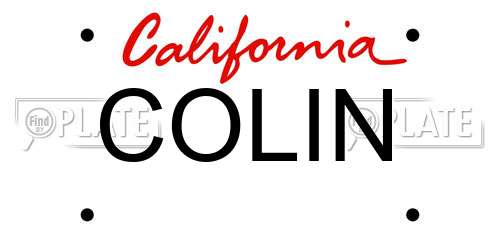 COLIN California License Plate