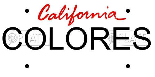 COLORES California License Plate