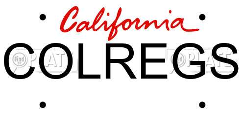 COLREGS California License Plate