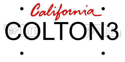 COLTON3 California License Plate
