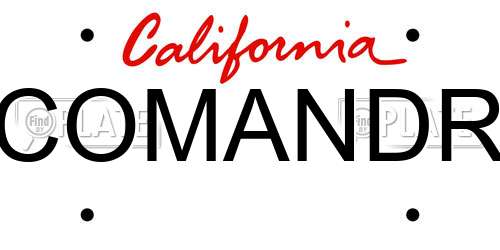 COMANDR California License Plate