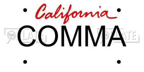 COMMA California License Plate