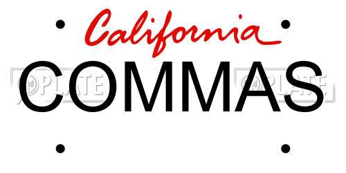 COMMAS California License Plate