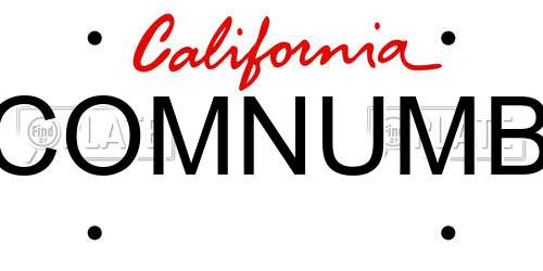 COMNUMB California License Plate