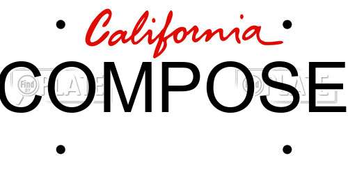 COMPOSE California License Plate