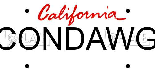 CONDAWG California License Plate