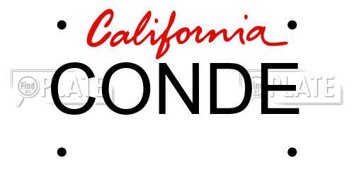 CONDE California License Plate