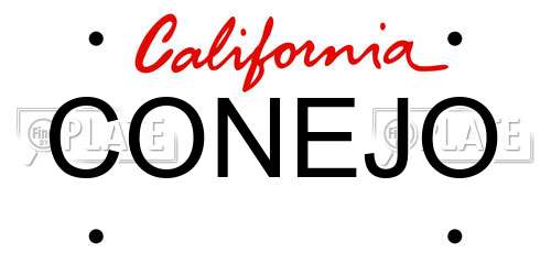CONEJO California License Plate
