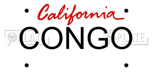 CONGO California License Plate