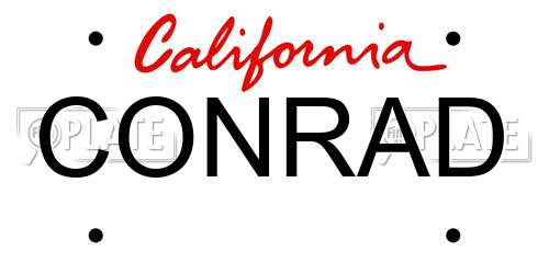 CONRAD California License Plate