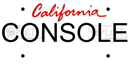 CONSOLE California License Plate