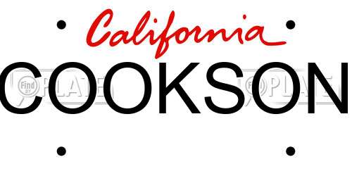 COOKSON California License Plate