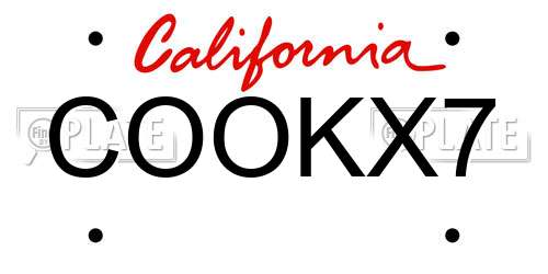 COOKX7 California License Plate