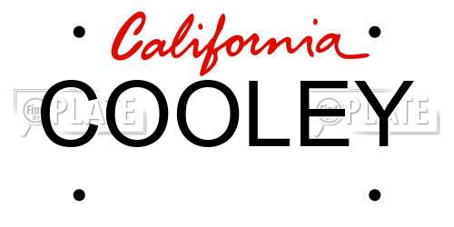 COOLEY California License Plate