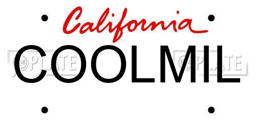 COOLMIL California License Plate