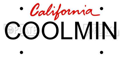 COOLMIN California License Plate