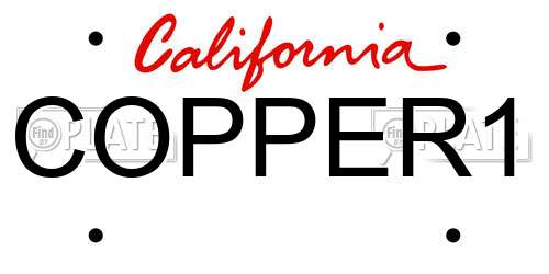 COPPER1 California License Plate