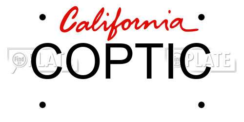 COPTIC California License Plate