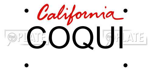 COQUI California License Plate