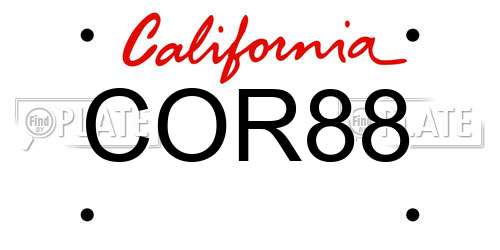 COR88 California License Plate