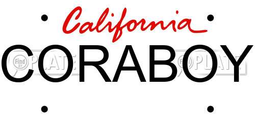 CORABOY California License Plate