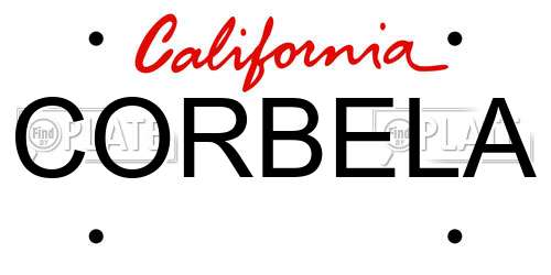 CORBELA California License Plate