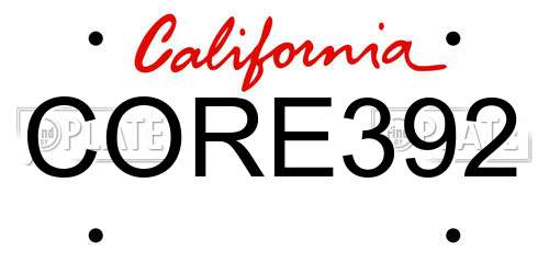 CORE392 California License Plate