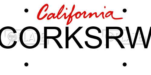 CORKSRW California License Plate