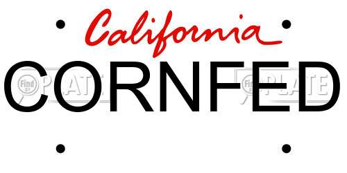 CORNFED California License Plate