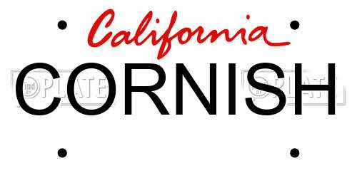 CORNISH California License Plate