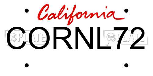 CORNL72 California License Plate