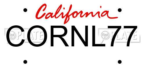CORNL77 California License Plate