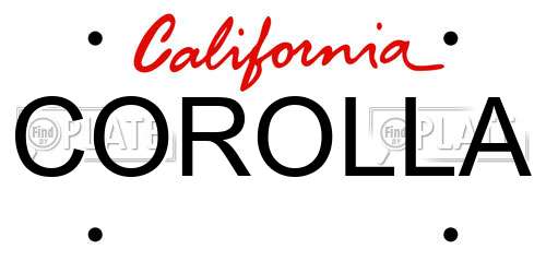 COROLLA California License Plate