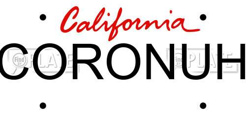 CORONUH California License Plate
