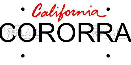 CORORRA California License Plate
