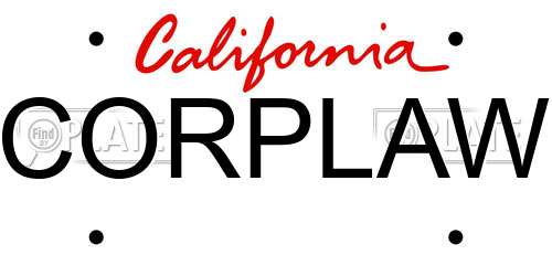 CORPLAW California License Plate