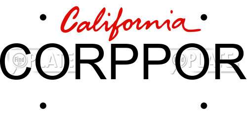 CORPPOR California License Plate