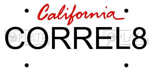 CORREL8 California License Plate