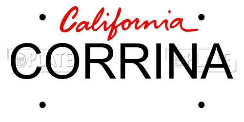 CORRINA California License Plate