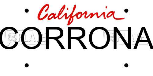 CORRONA California License Plate