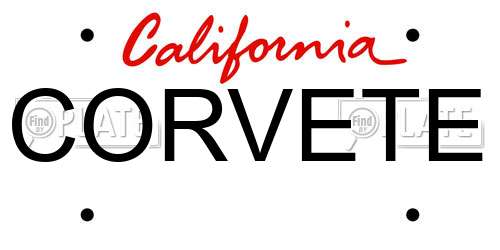 CORVETE California License Plate