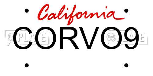 CORVO9 California License Plate