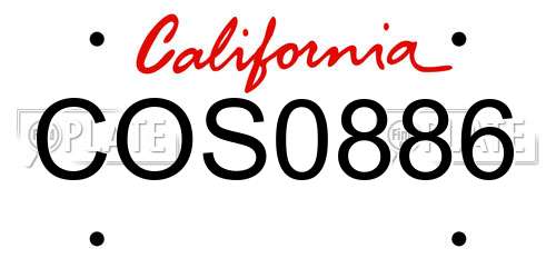 COS0886 California License Plate