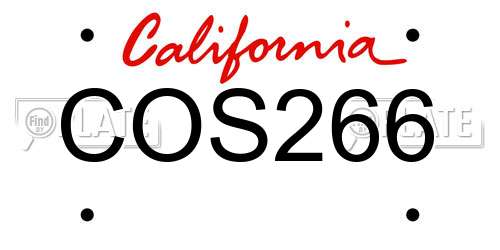 COS266 California License Plate