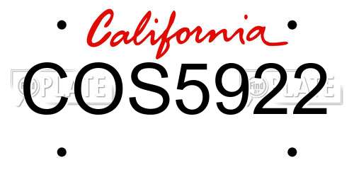 COS5922 California License Plate