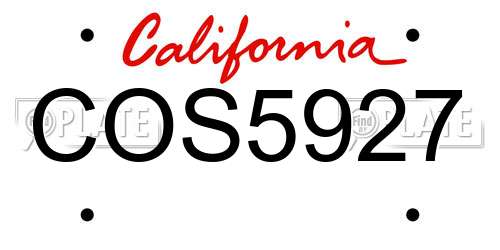 COS5927 California License Plate