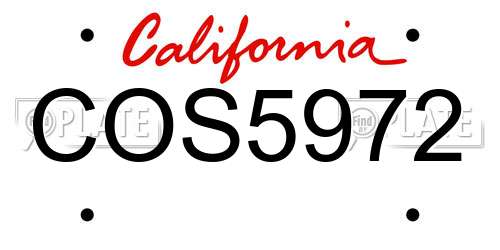 COS5972 California License Plate