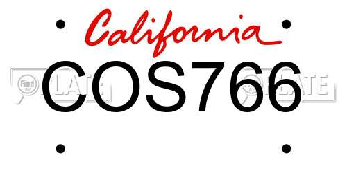 COS766 California License Plate