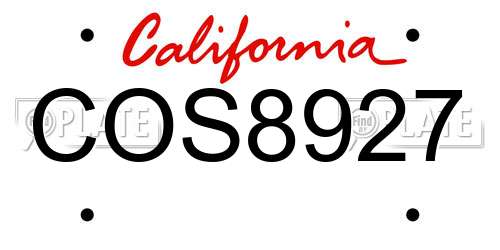 COS8927 California License Plate